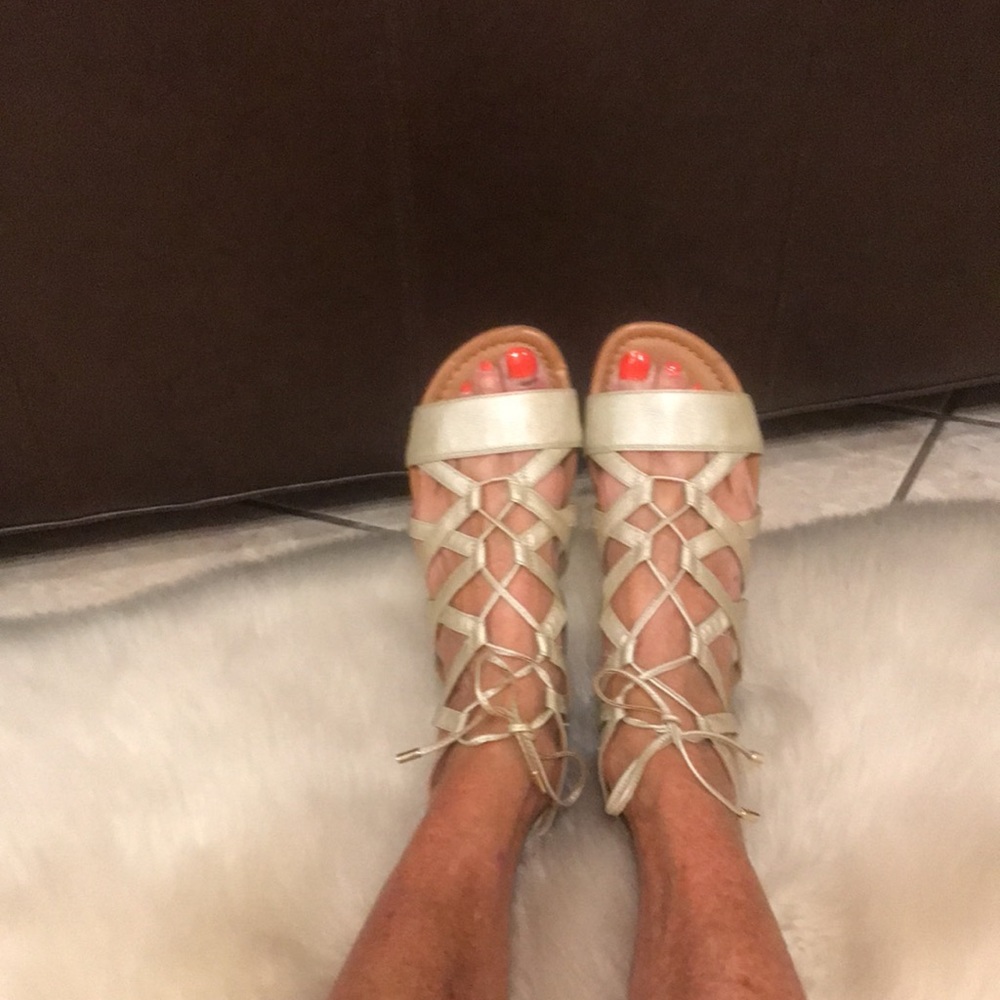 Franco Sarto Gold Leather Sandals